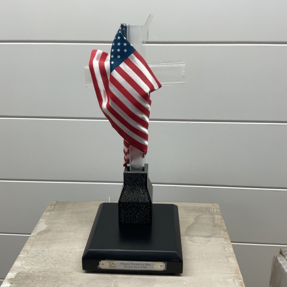 Our Faith Endures September 11th 2001 Light Up Acrylic Cross American Flag 9.5in
